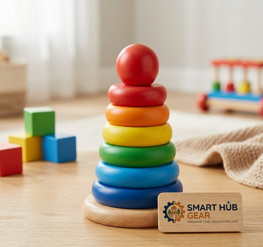 Zetta Vibe Handmade Wooden Stacking Toy – Premium Montessori Toddler Toy for Fine Motor Skills