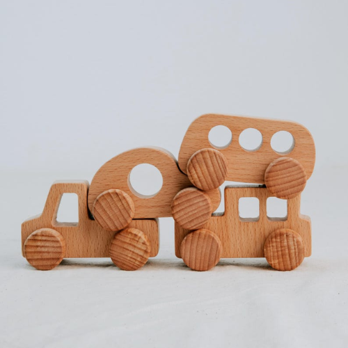 Wooden Toy Car Set for Toddlers – 4 Handmade Wooden Vehicles