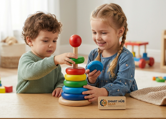 Zetta Vibe Handmade Wooden Stacking Toy – Premium Montessori Toddler Toy for Fine Motor Skills
