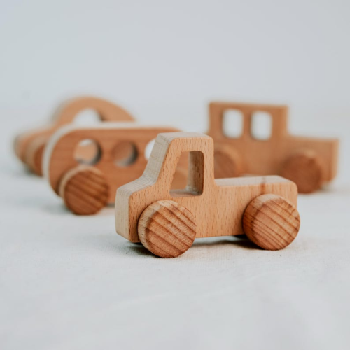 Wooden Toy Car Set for Toddlers – 4 Handmade Wooden Vehicles