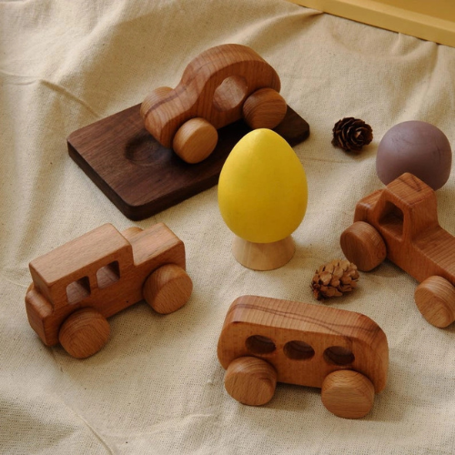 Wooden Toy Car Set for Toddlers – 4 Handmade Wooden Vehicles