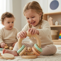 Zetta Vibe Handmade Wooden Baby Grasping Toy – Premium Montessori Rattle & Sensory Teether Gift