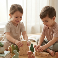 Zetta Vibe Handmade Wooden Animal Figures – Premium 3-Piece Montessori Toddler Toy Set for Open-Ended Play