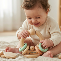 Zetta Vibe Handmade Wooden Baby Grasping Toy – Premium Montessori Rattle & Sensory Teether Gift