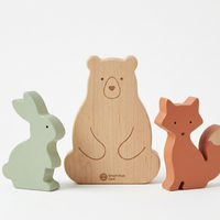 Zetta Vibe Handmade Wooden Animal Figures – Premium 3-Piece Montessori Toddler Toy Set for Open-Ended Play